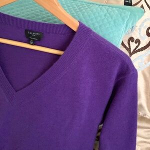 Talbots 100% Cashmere V Neck Purple Sweater